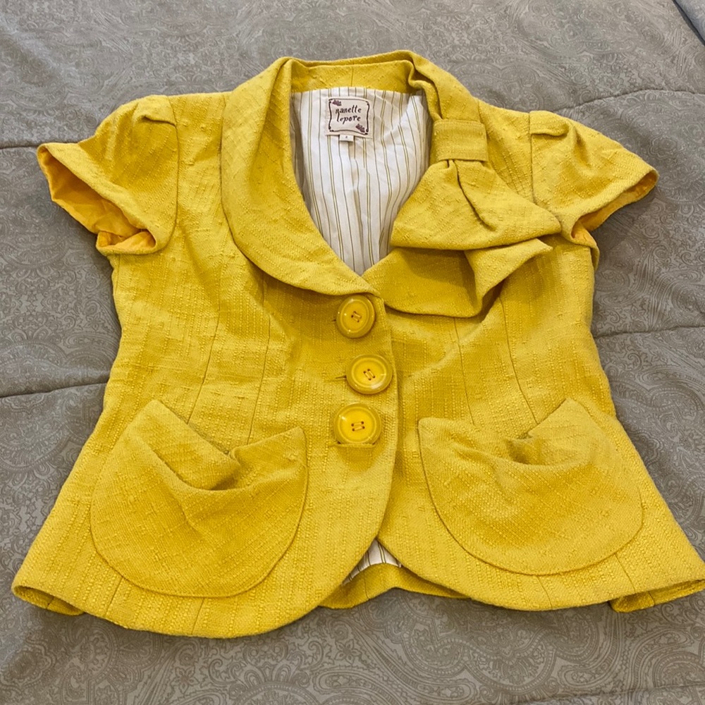 Nanette Lenore yellow short sleeved jacket size 2